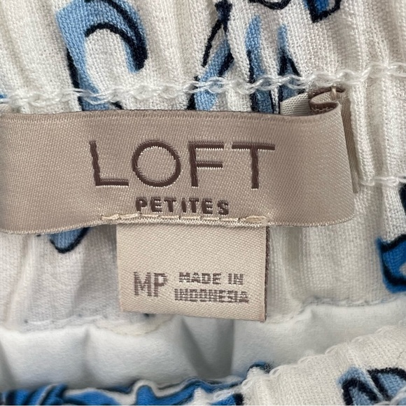 Loft Petites Blue White Border Floral & Paisley Drawstring Lined Skirt - Sz MP - Picture 3 of 13
